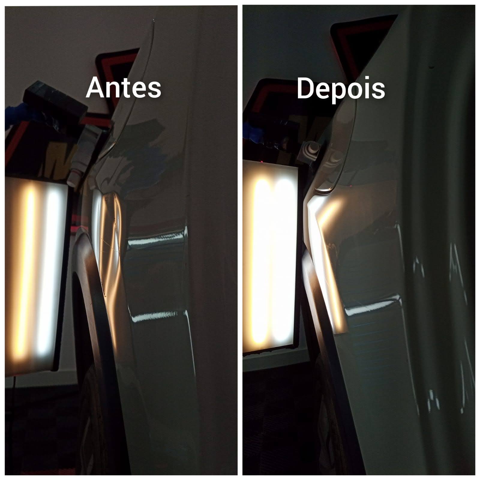 Antes e depois: porta preta recuperada preservando 100% da pintura original