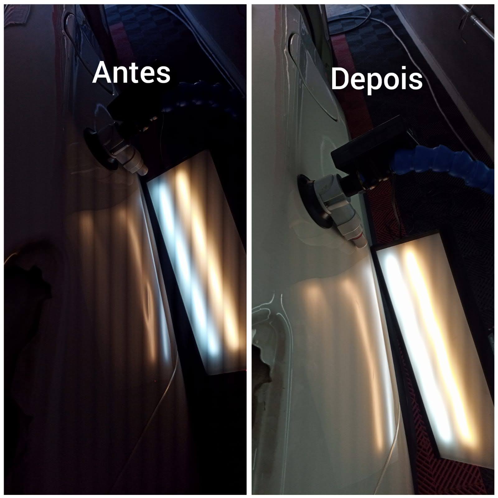 Antes e depois: porta prata recuperada com técnica artesanal