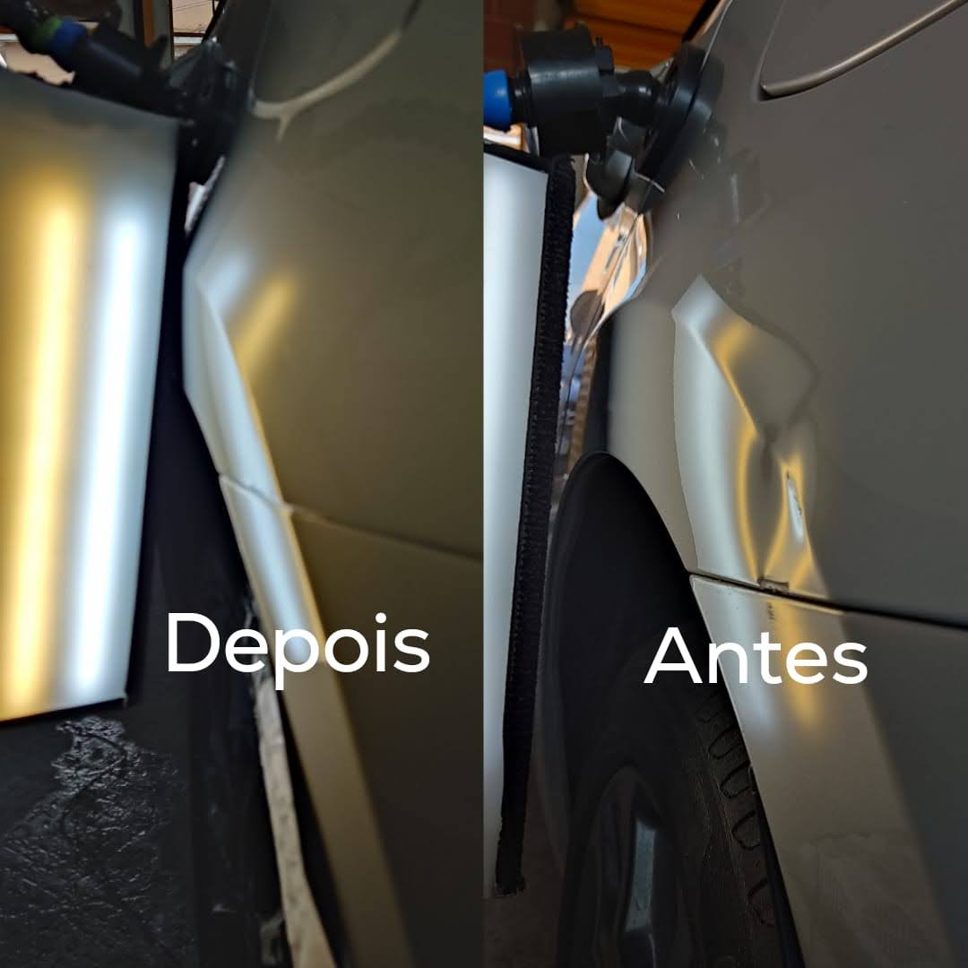 Antes e depois: reparo em para-lama prata sem massa e sem lixa
