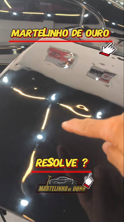 Reparo premium por martelinho de ouro em capô preto — pintura original 100% preservada
